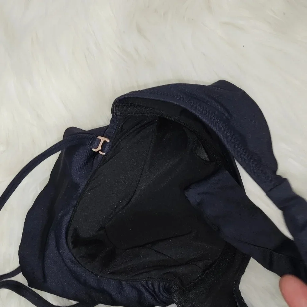 REVOLVE Eberjey Bikini Top NWT / Flounce Bandeau So Solid Dark Blue Size Large